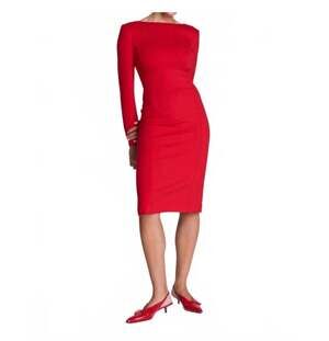 Spanx Long Sleeve Backless Midi Dress Red Size L